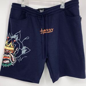NWT Ed Hardy Men's Bulldog Graphic Navy Eclipse Shorts XL